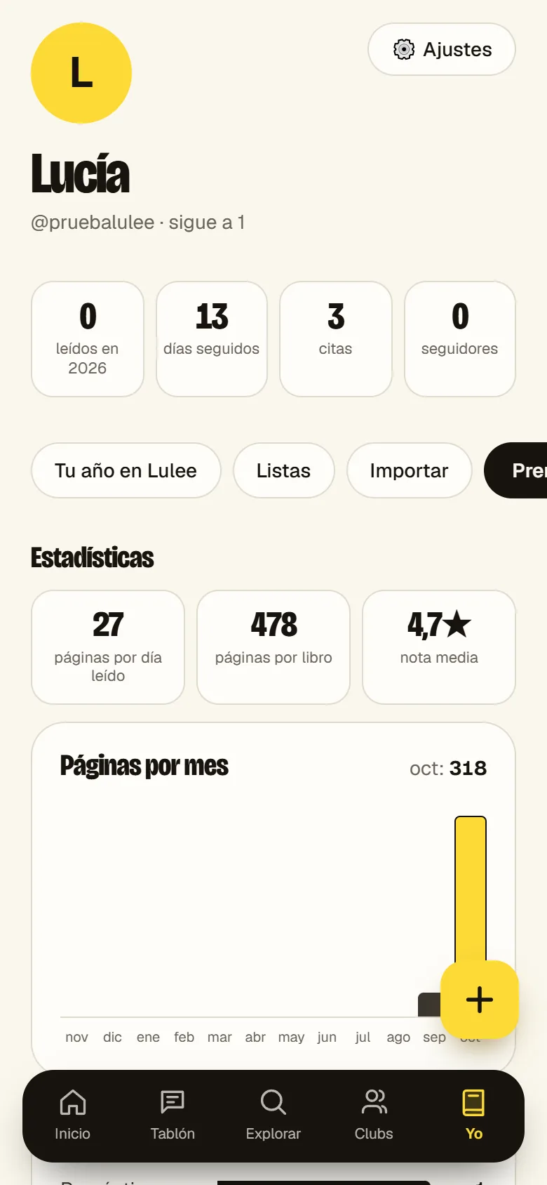 Captura de Lulee: Tus estadísticas